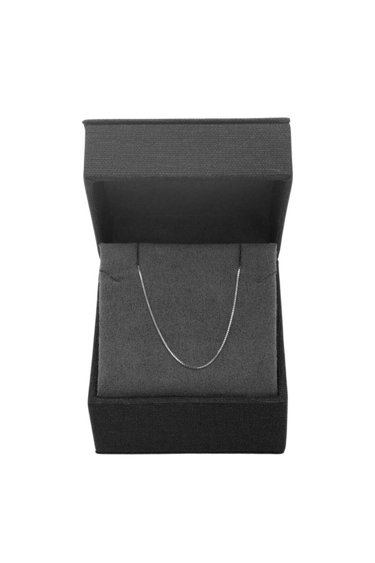Bijuteria SORELLY-Lant Aur Alb 14k Cubic Box Link 1 mm 45 cm 4