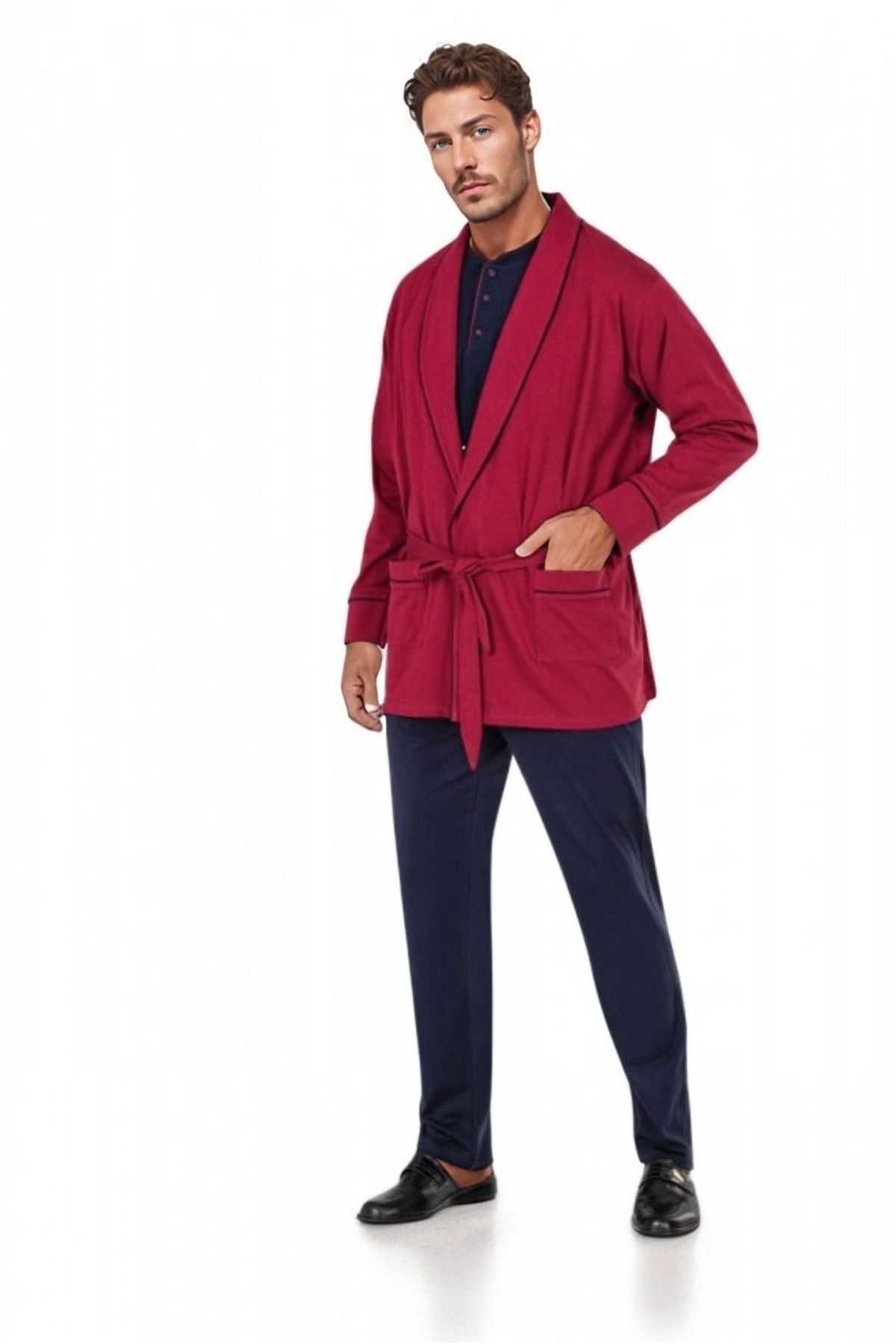Pierre Cardin-Robdöşambırlı Pijama Set 3-Piece Boxed Groom Dowry Set (1 Pair of Socks Gift) 6Pqi7Ekr1Rke6.4L 4