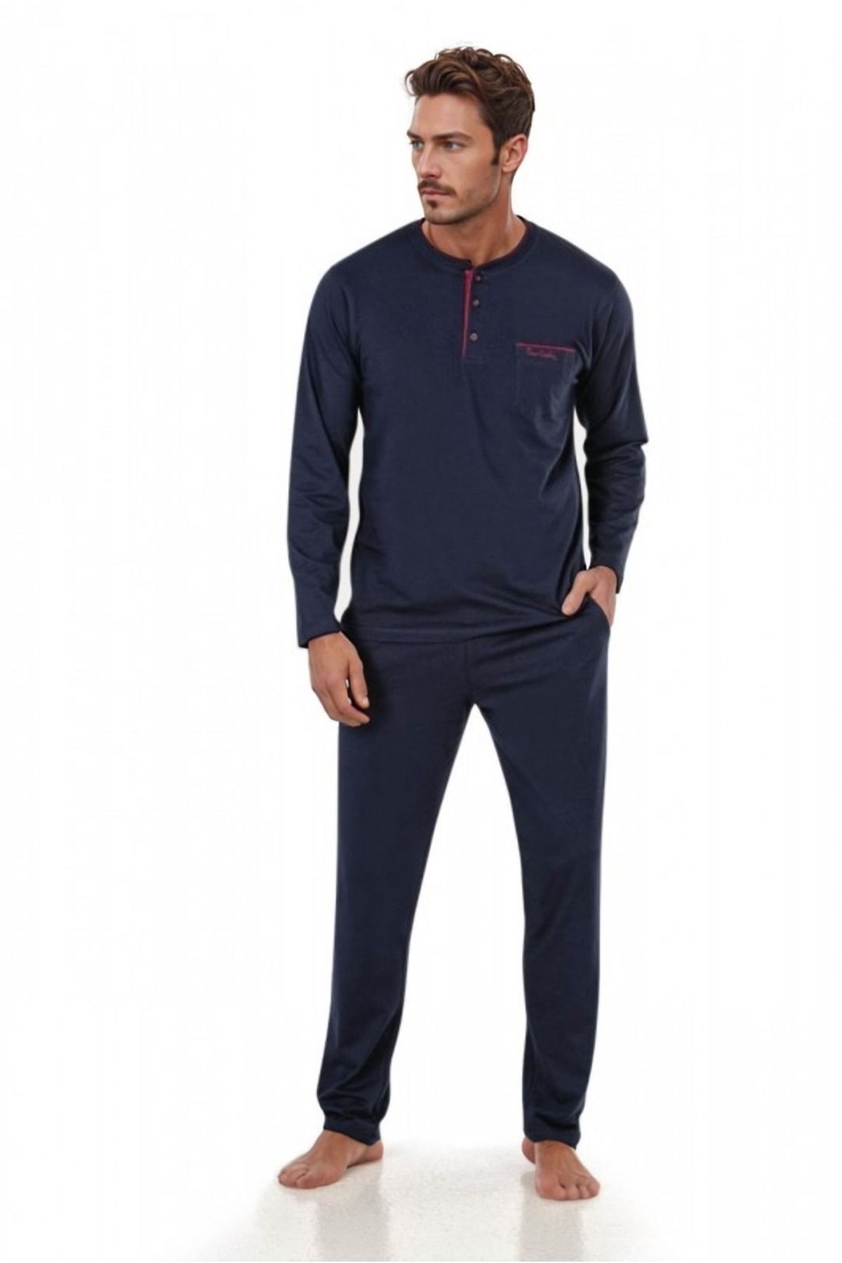 Pierre Cardin-Robdöşambırlı Pijama Set 3-Piece Boxed Groom Dowry Set (1 Pair of Socks Gift) 6Pqi7Ekr1Rke6.4L 3