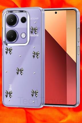 TechTrove Xiaomi Redmi Note 13 Pro 4G Kılıf Parlak Çıkartma Tasarımlı Simli Ş...