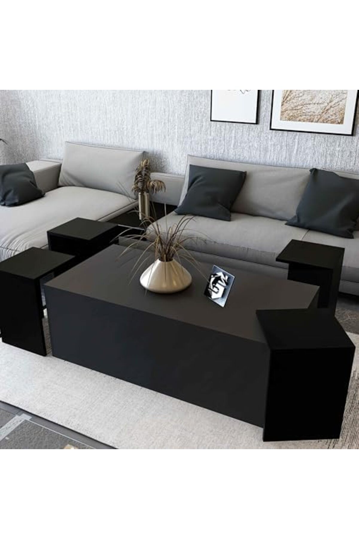 Stylish Home-Coffee Table and Service Tables - CT61 Black and Gray 5