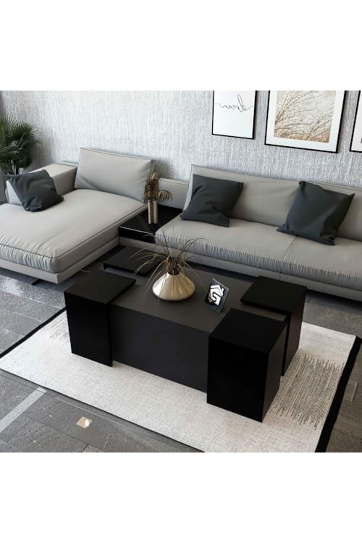Stylish Home-Coffee Table and Service Tables - CT61 Black and Gray 6