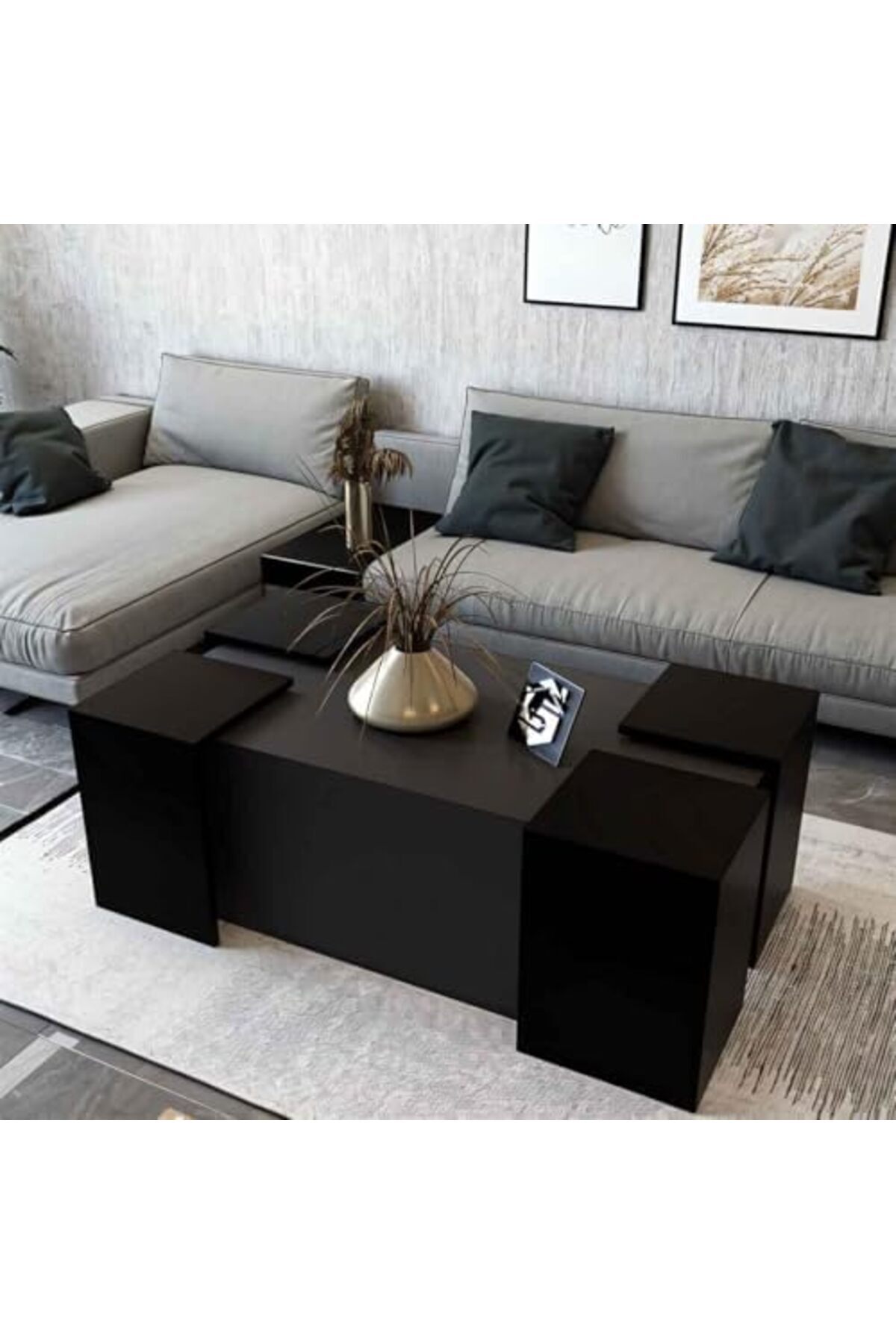 Stylish Home-Coffee Table and Service Tables - CT61 Black and Gray 3