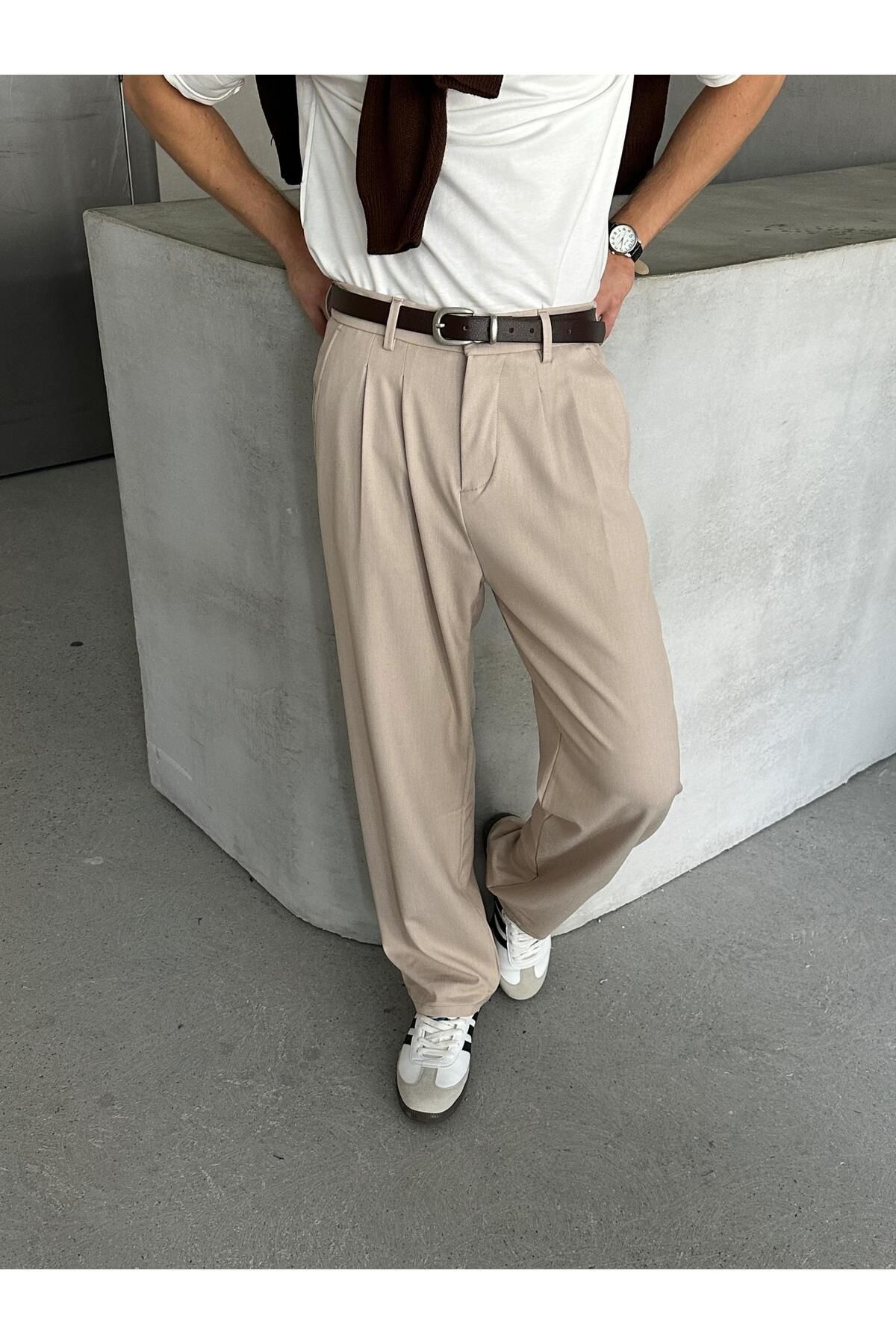 wamoss 2025 Pileli Rahat Vintage Classic Bol Paça Baggy Pantolon Pl12 görsel 3