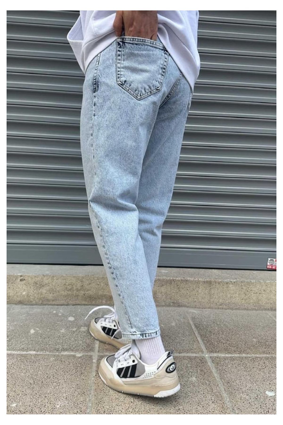 wamoss  Erkek Yeni Sezon Yıkamalı Boyfriend Pantolon 2025 - Görsel 3