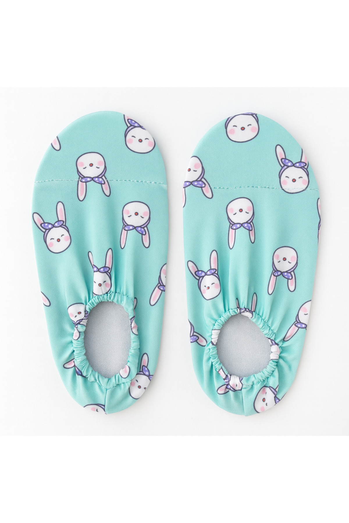 Anti-slip Sole Children's Sea shoes Swimwear fabric Turquoise Rabbit Pattern