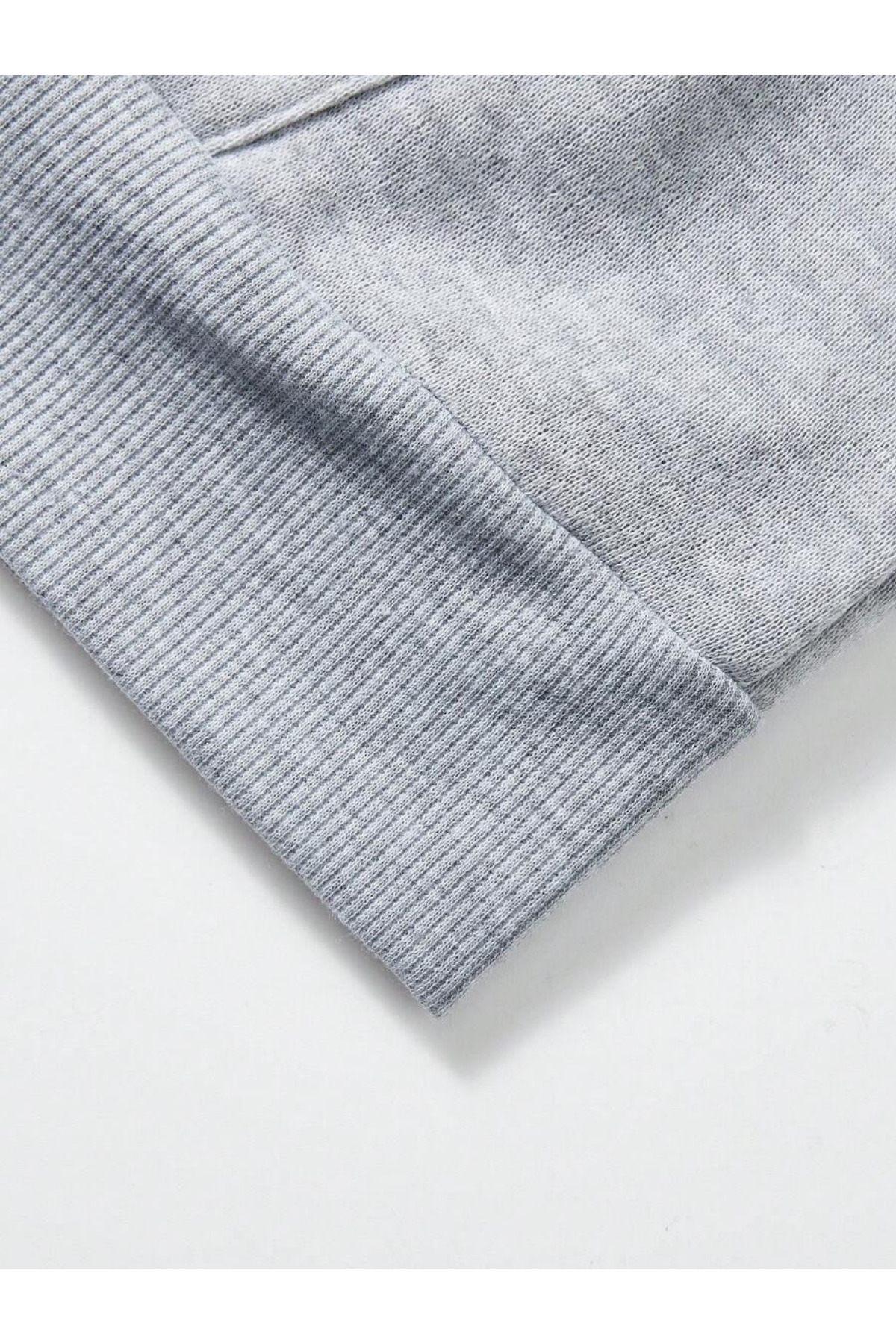 Deep sense  Erkek Gri Kapüşonlu Fermuarlı Sweatshirt Kışlık Okul Hırkası Şardonlu Baskısız - Görsel 8