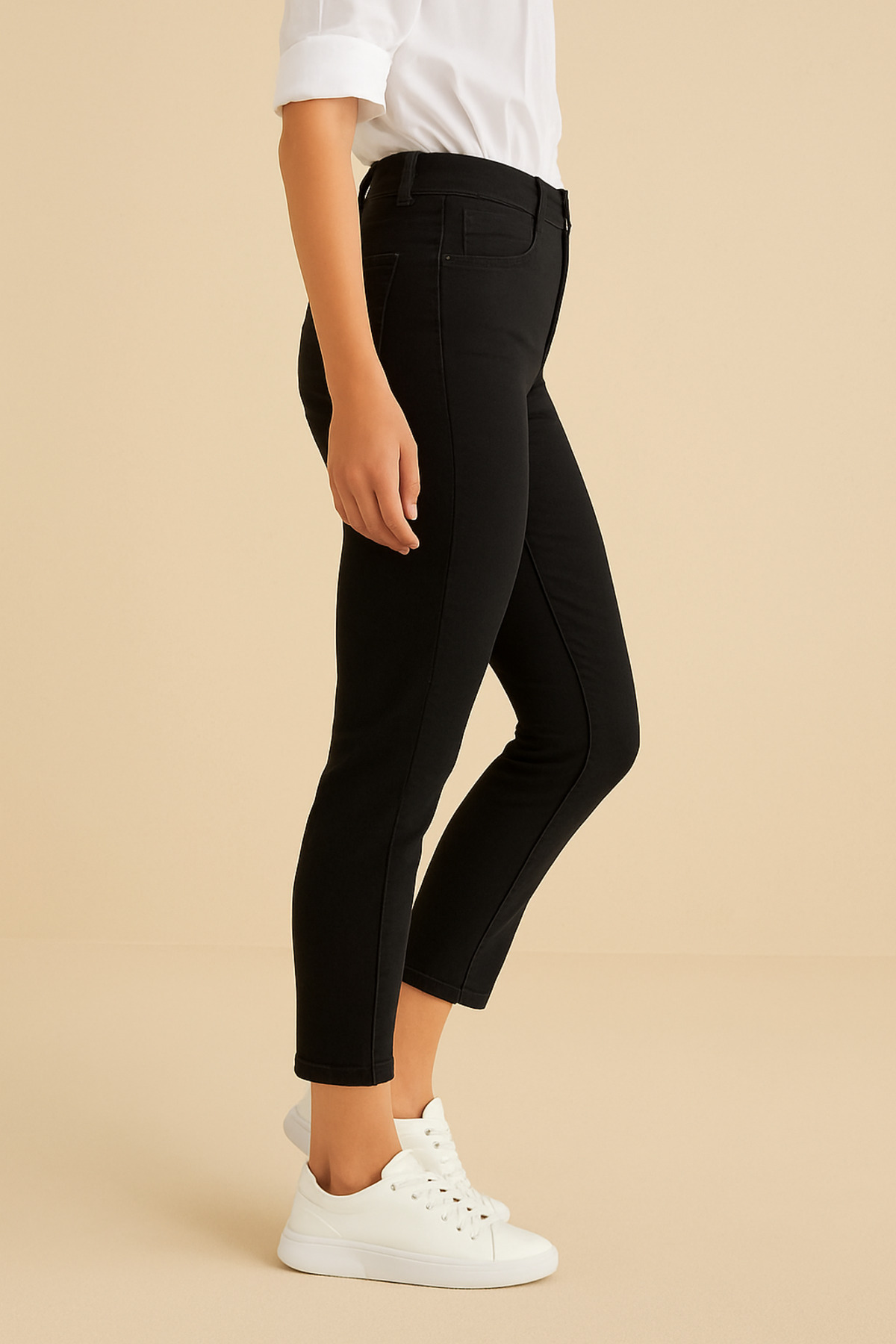 DELDNM Tin Siyah Kadın Süper Skinny Fit Esnek Likralı Yüksek Bel Denim Jean Kot Pantolon görsel 2