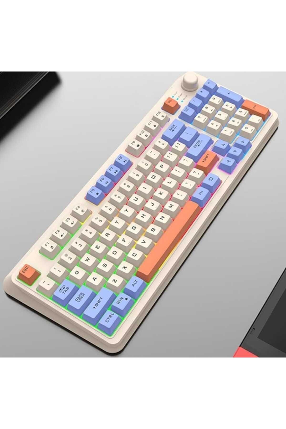 Microdigit-Rechargeable 2.4G Wireless Keyboard, Bluetooth 5.0, RGB Lighting with Rotating Volume Button 4