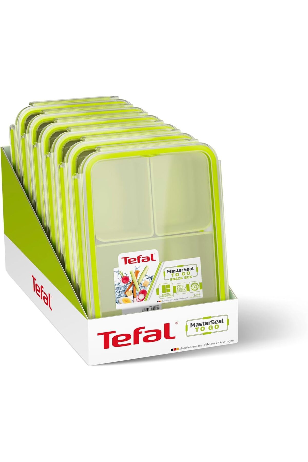 TEFAL-Masterseal To Go Snack Box 1.2 Litre With 3 Inserts, Red, Plastic 3