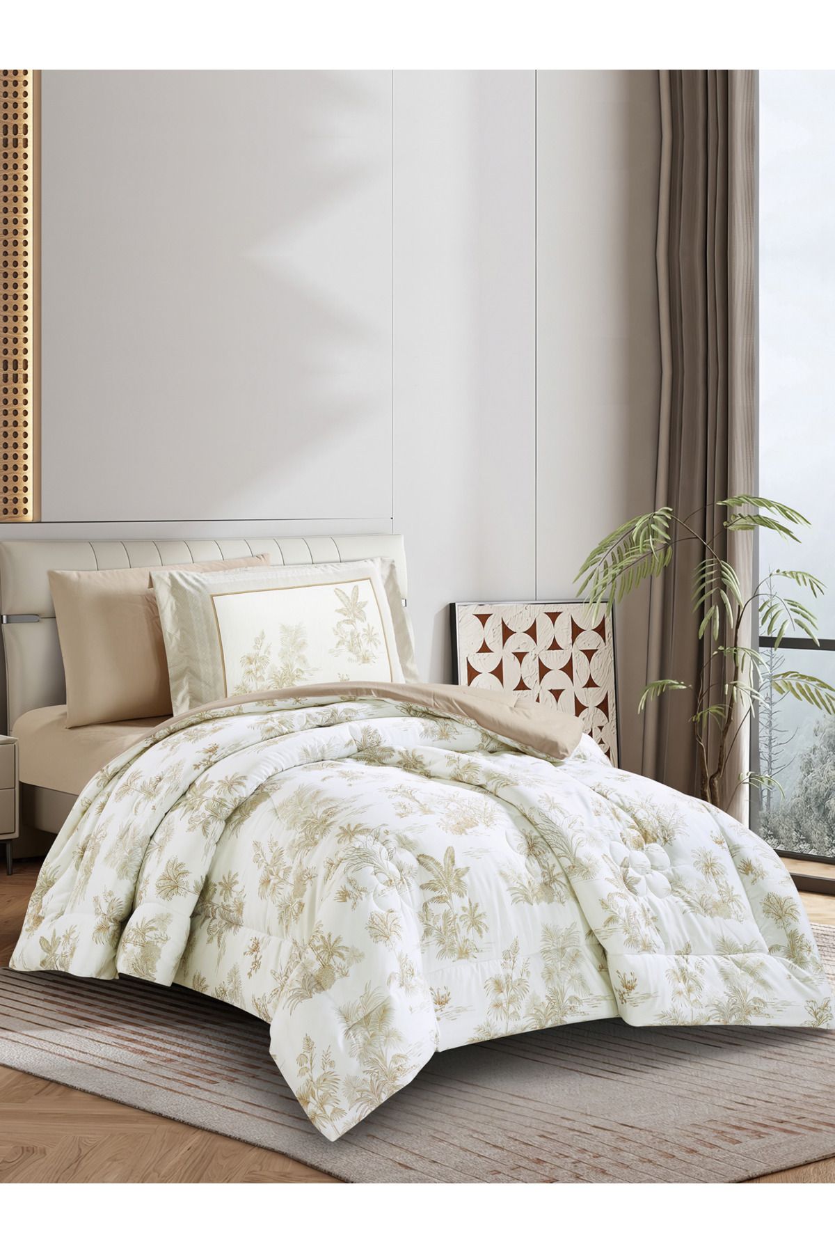 Donetella-طقم لحاف مطبوع رقميًا مكون من 4 قطع - مقاس توأم 170 × 230 سم، طقم فراش من الألياف الدقيقة الناعمة. 2