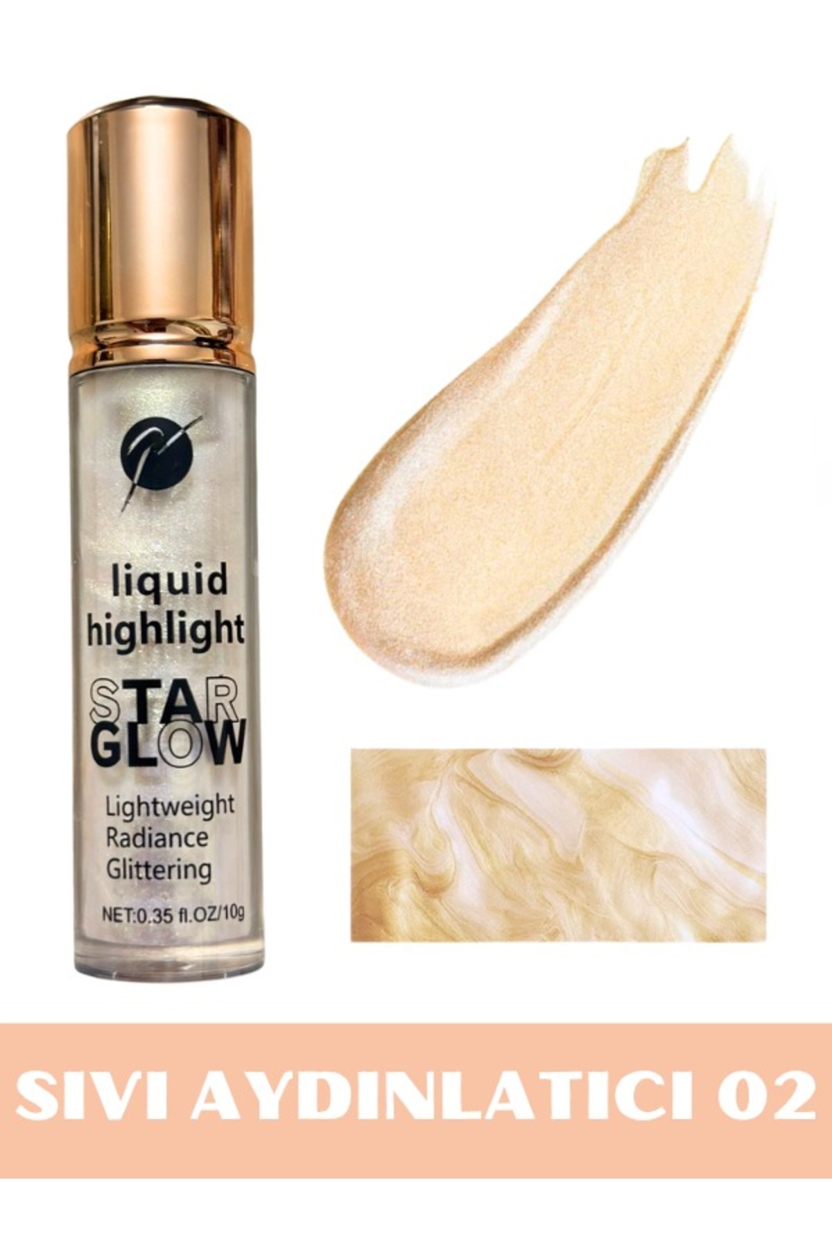 NUNUKO Star Glow Likit Highlighter - Islak Görünümlü ve Nemlendirme Etkili Aydınlatıcı (YOĞUN PİGMENT)