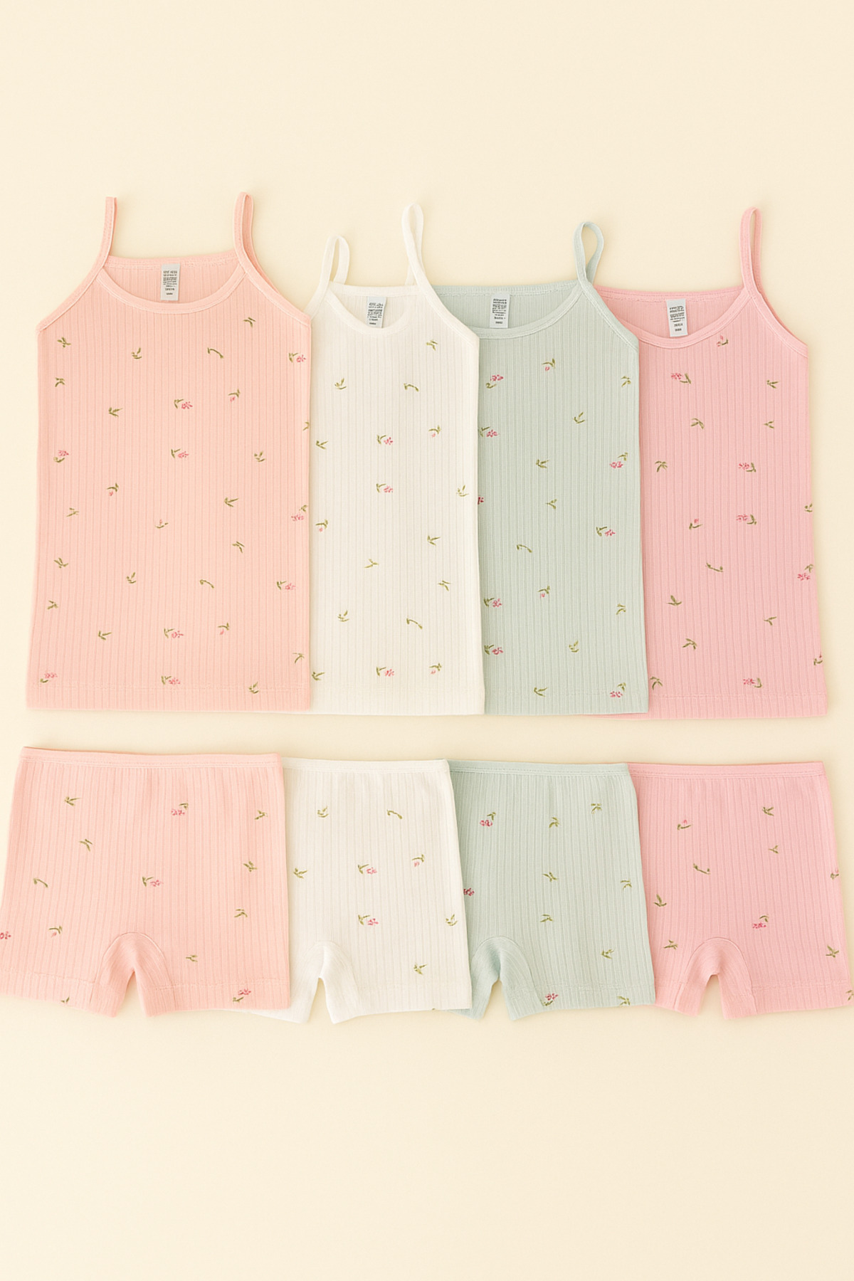 Girls 2-11 Years 8 Pieces Boxer-Undershirt Underwear Set 4 Boxers 4 Undershirt Girls Underwear Set
