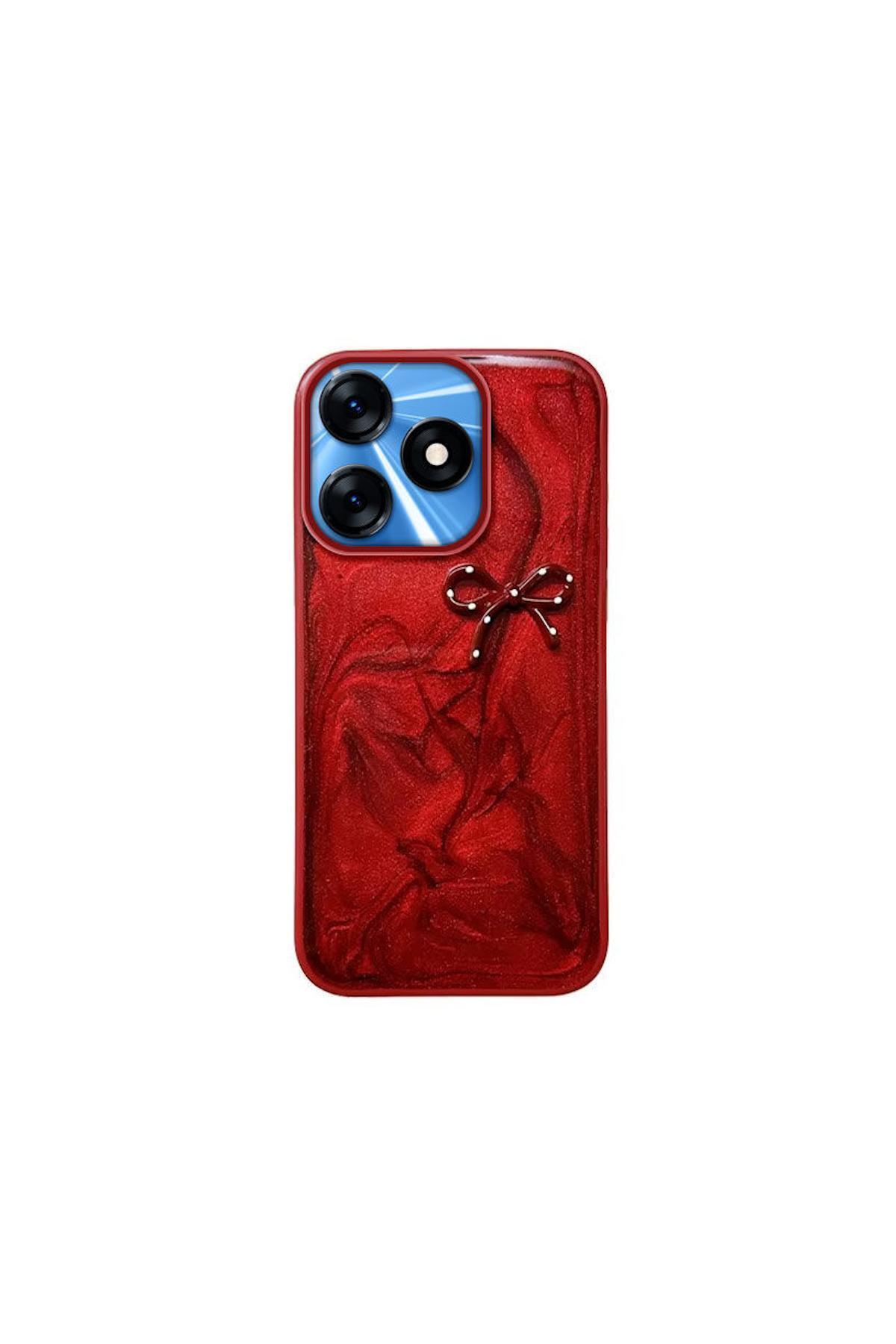 Pro Aksesuar-Tecno Spark 10C Compatible Case with Fionk Silicone Case Red 2