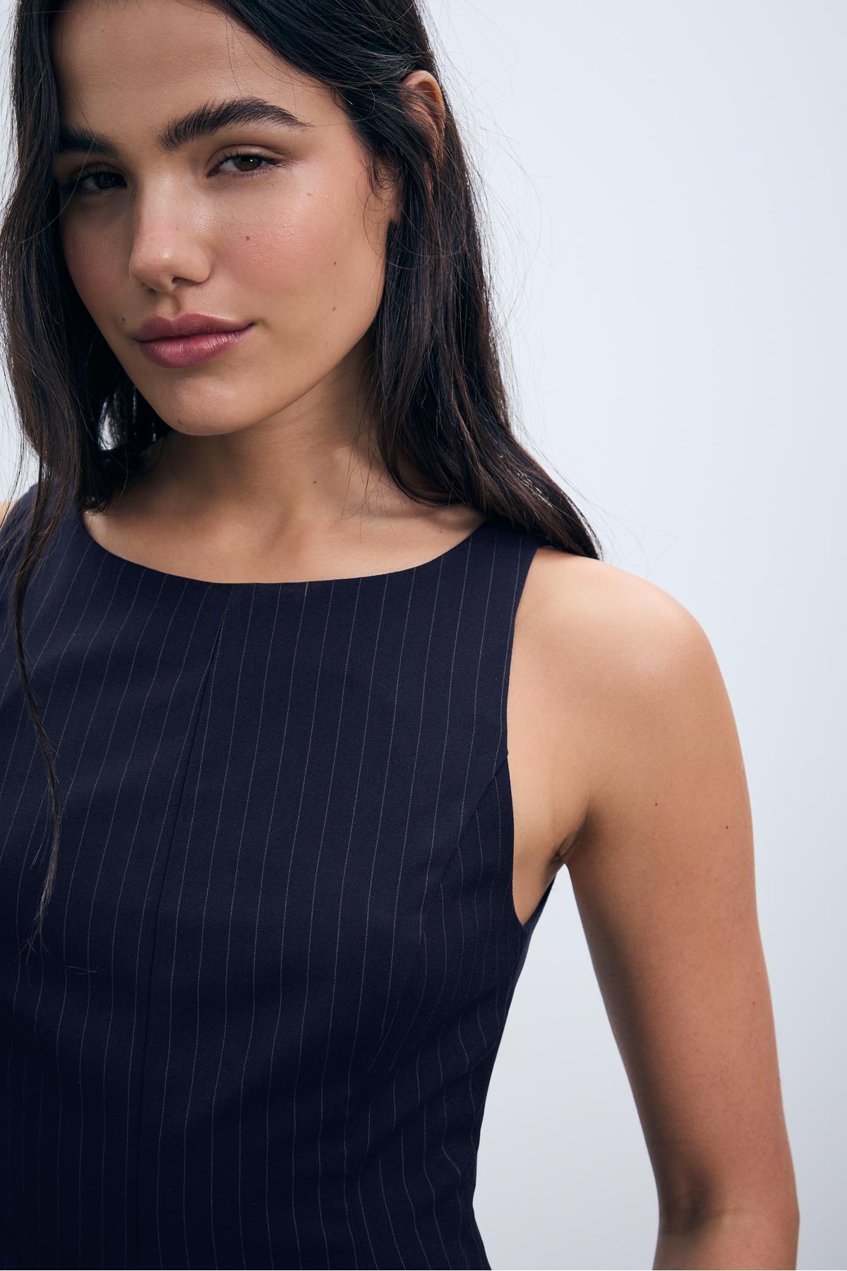 Stradivarius  Çizgili Kolsuz Peplum Top - Görsel 4