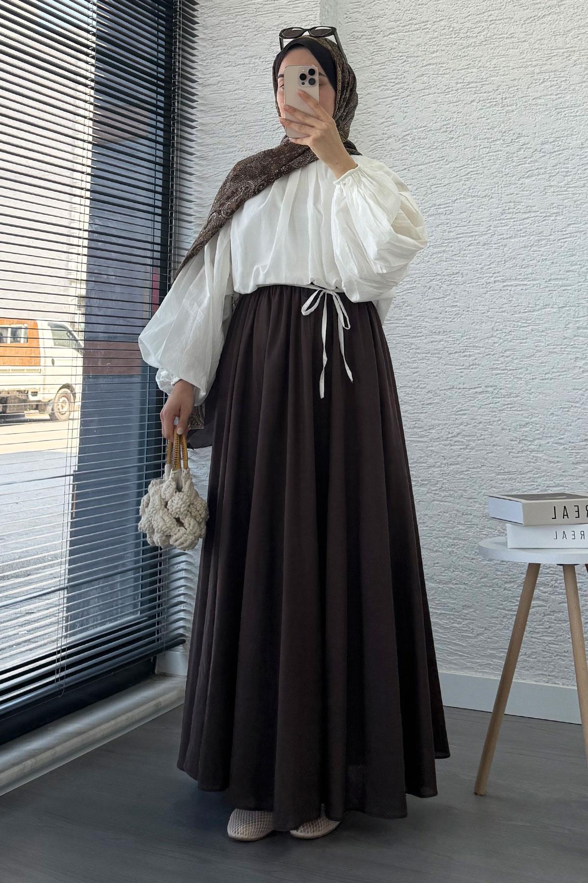 MELEK ARAZ  Premium Vual Crush Etek - Kahverengi - Görsel 8