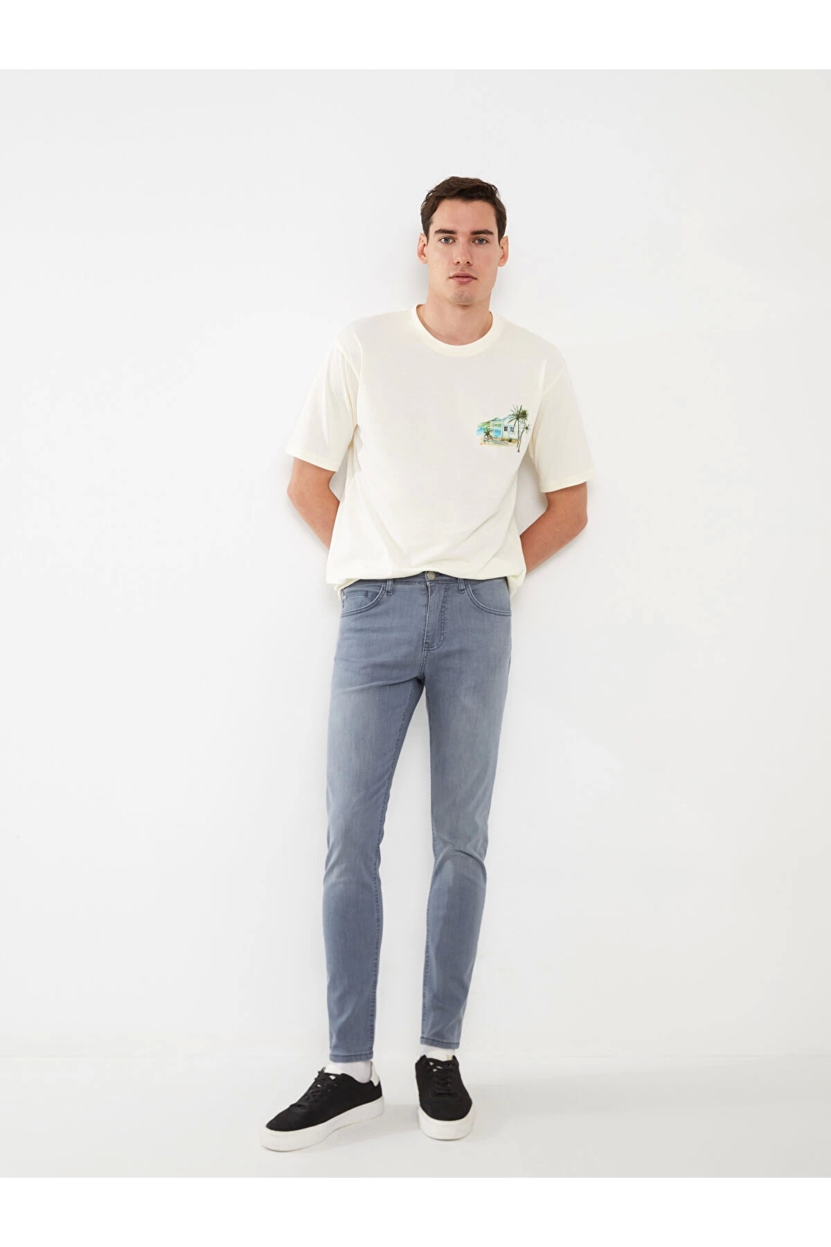 ال سی وایکیکی شلوار جین مردانه LCW مدل 760 خاکستری مدل Skinny Fit