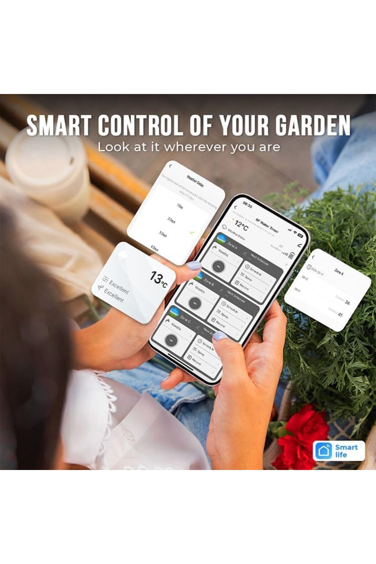 Egardenkart-Water Timer WiFi - Multifunctional Sprinkler Timer for Automatic Irrigation System | Spr 3