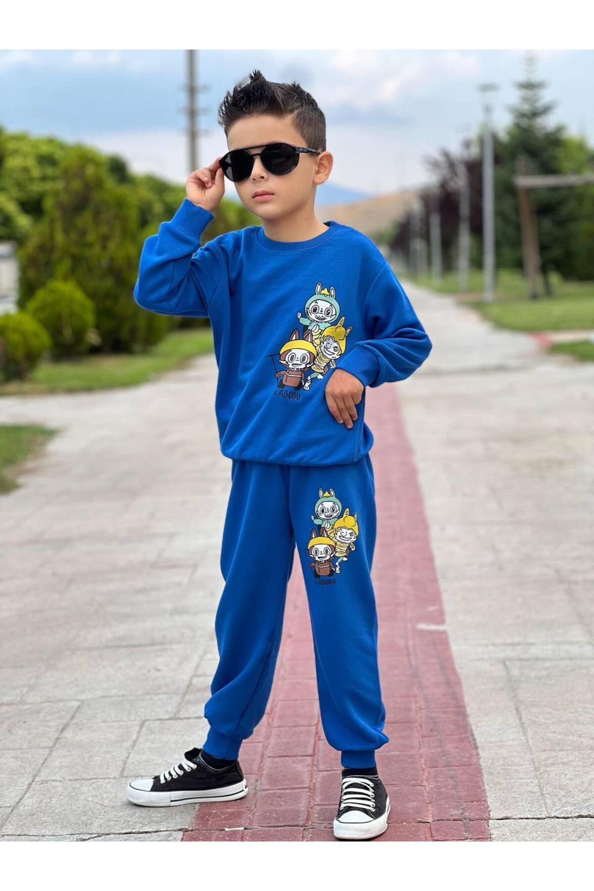 KGN GİYİM-Boy's 3 Threads Unsharped Bottom Top Set 4