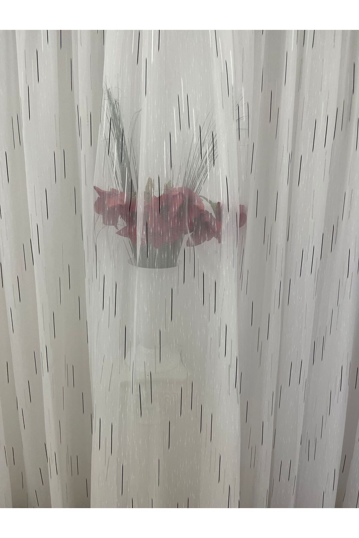 Liz Line-White curtain, mechanically embroidered, with rejansa, black/white, "Game of lines" by Liz Line PD050 6