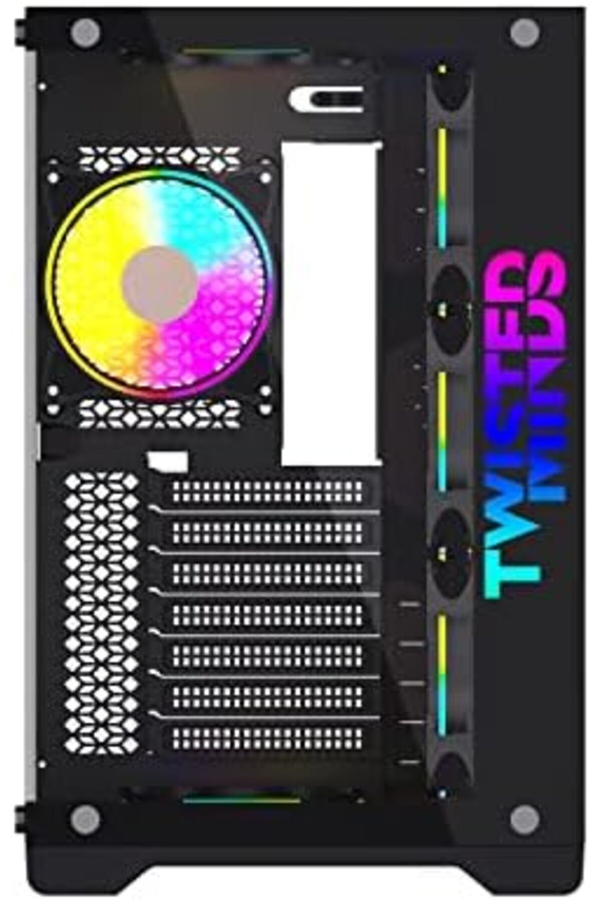 Twisted Minds-Gaming Computer Case Bullet-07 ATX Mid Tower by Twisted Minds with 6 ARGB LED Fans, 4 Included, Sync 7