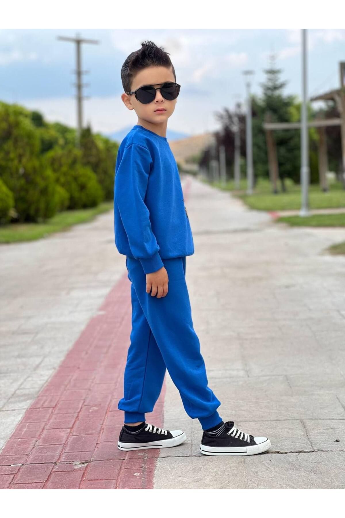 KGN GİYİM-Boy's 3 Threads Unsharped Bottom Top Set 5