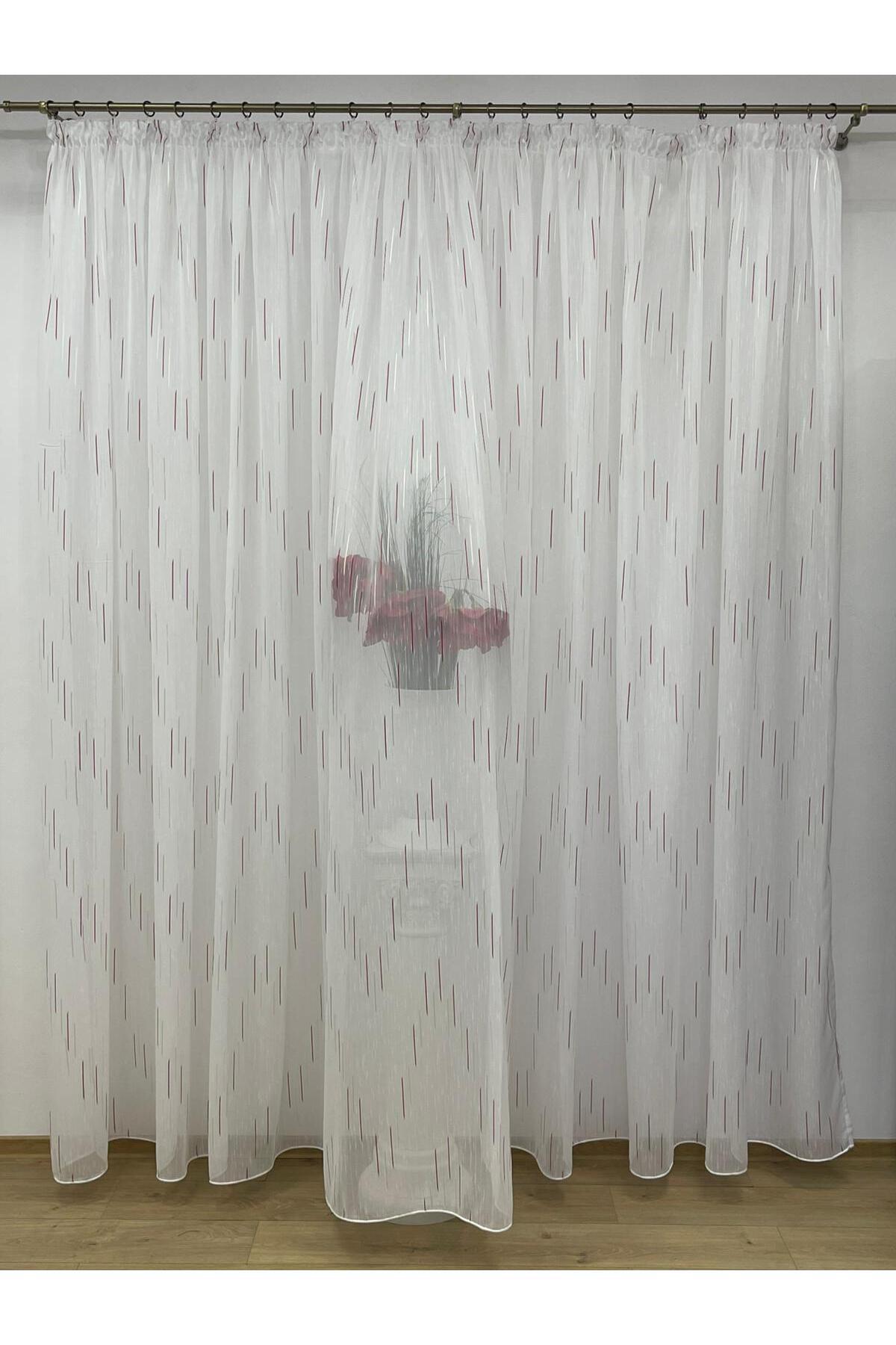 Liz Line-White curtain, mechanically embroidered, with rejansa, cappuccino/wenge, "Game of lines" by Liz Line PD049 1