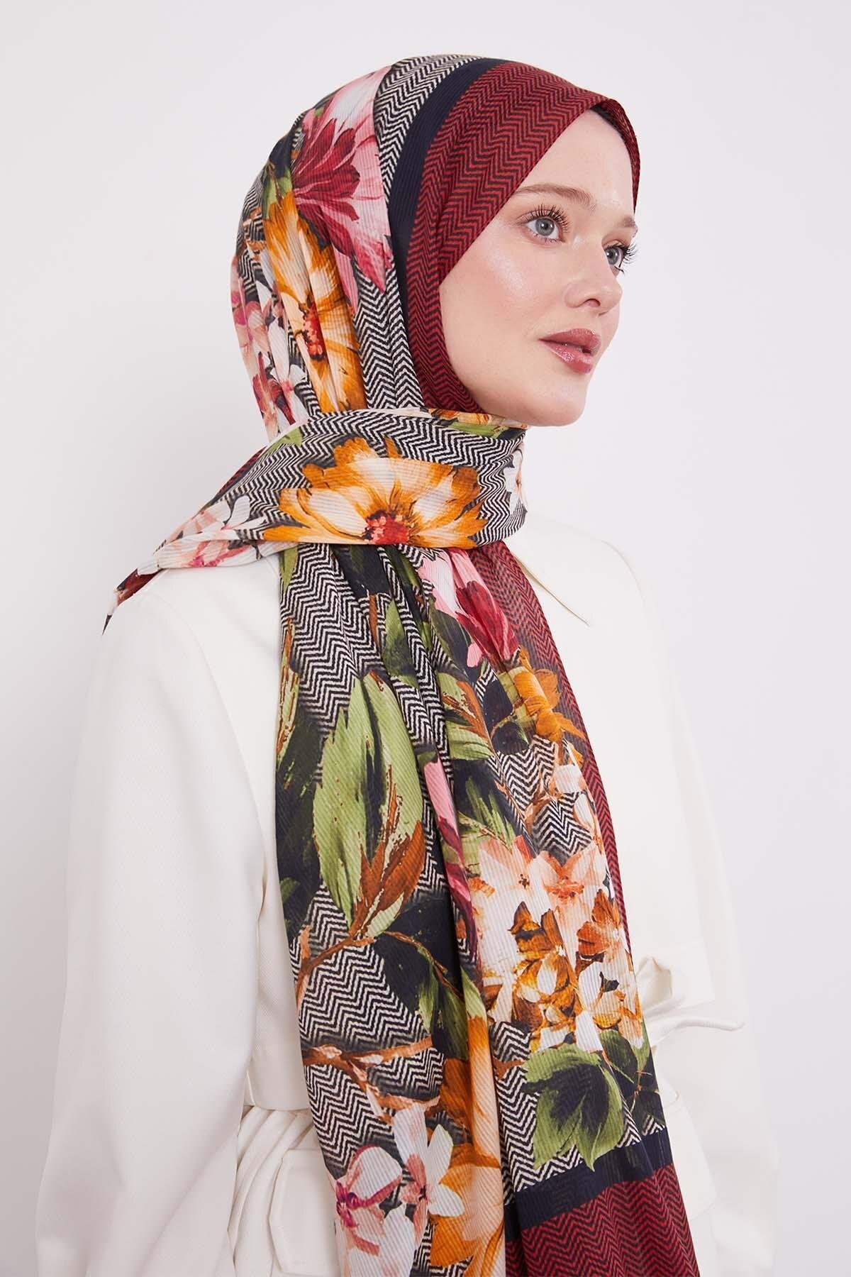 Levidor-Red Zigzag Cotton Shawl 1