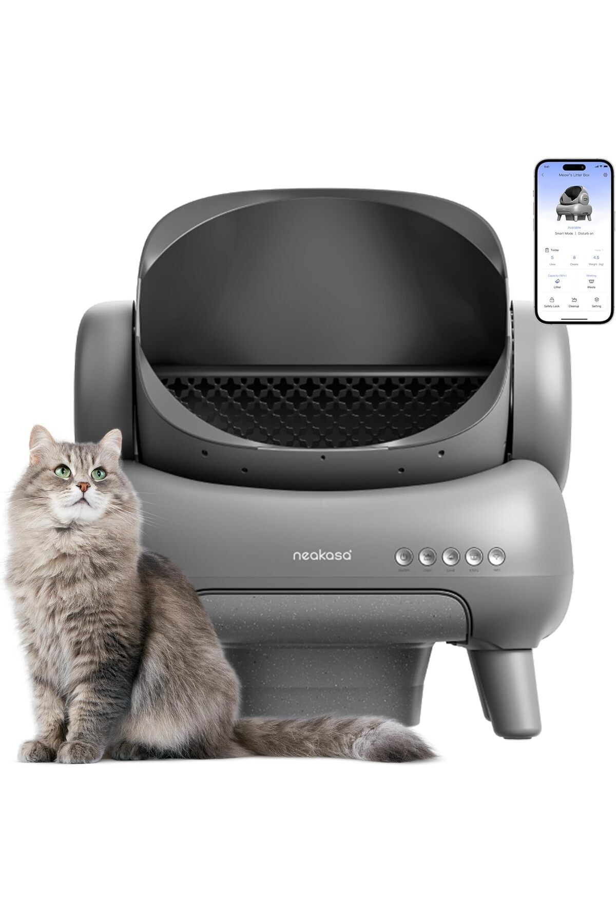 Neakasa-M1 Open-Top Self Cleaning Cat Litter Box, Automatic Cat Litter Box with APP Control, Odor-Fr 1