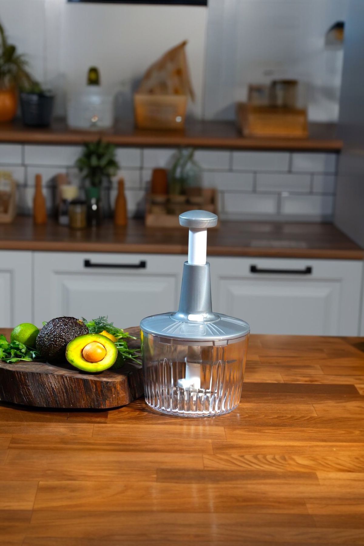 Sezka Life Solingen 5 Bıçaklı Manuel Doğrayıcı El Rondosu Gri El Blenderi El Basmalı Rondo