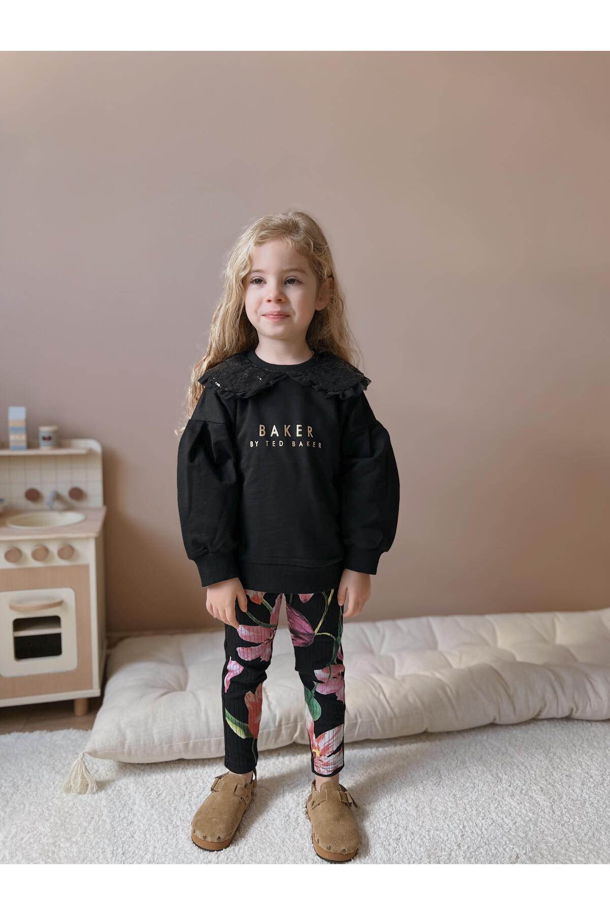 YİGİT BUTİK طقم ملابس علوية وسفلية للفتيات بأكمام طويلة وياقة مكشكشة