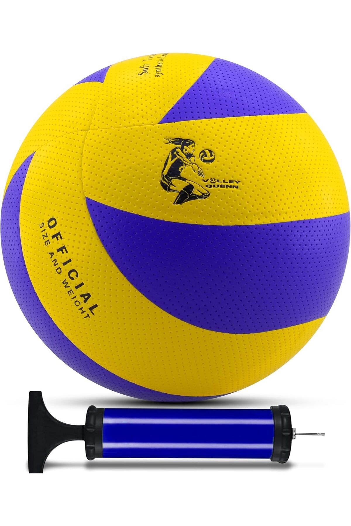 Hepta Collection Telvesse Yapıştırma Voleybol Topu Pompalı Set Soft Touch İç-Dış Mekan Uygun 8 Panel Mavi 280 Gram