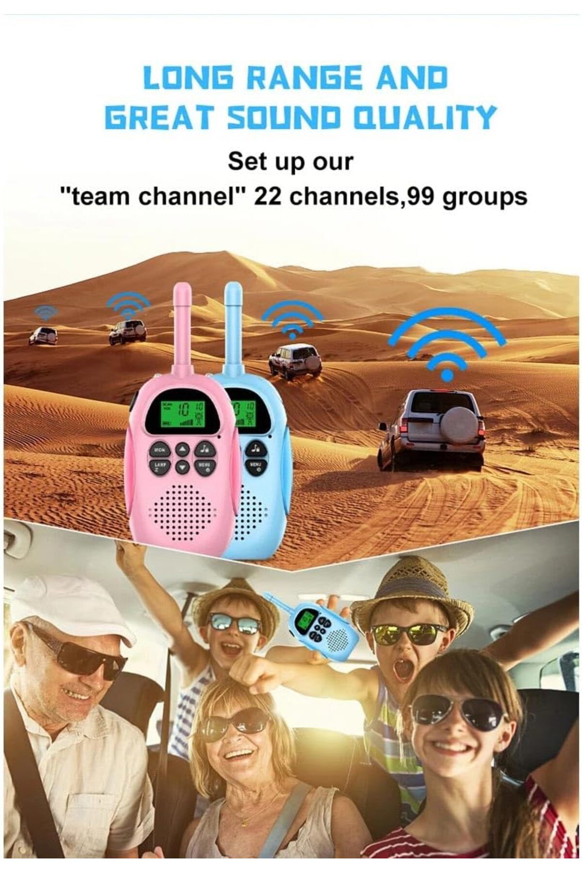 Apera GA23 Çok Kanallı 3km Mesafeli Kablosuz Mini Çocuk Telsizi 2 Adet Işıklı fotoğrafı 3 (önizleme)