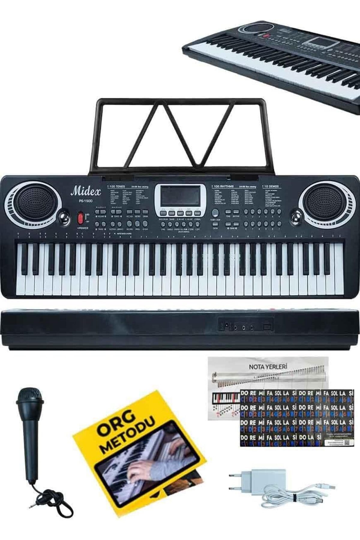 Hepta Collection PS-1500BK Başlangıç İçin 61 Tuşlu Org Notalık ve Adaptörlü (100 Ses 100 Ritim)