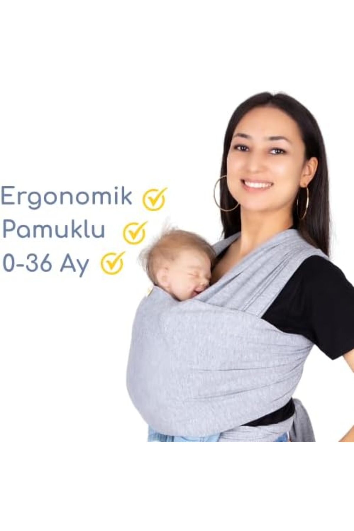 Hype Store Eggbaby Esnek Wrap Sling Gri fotoğrafı 3 (önizleme)