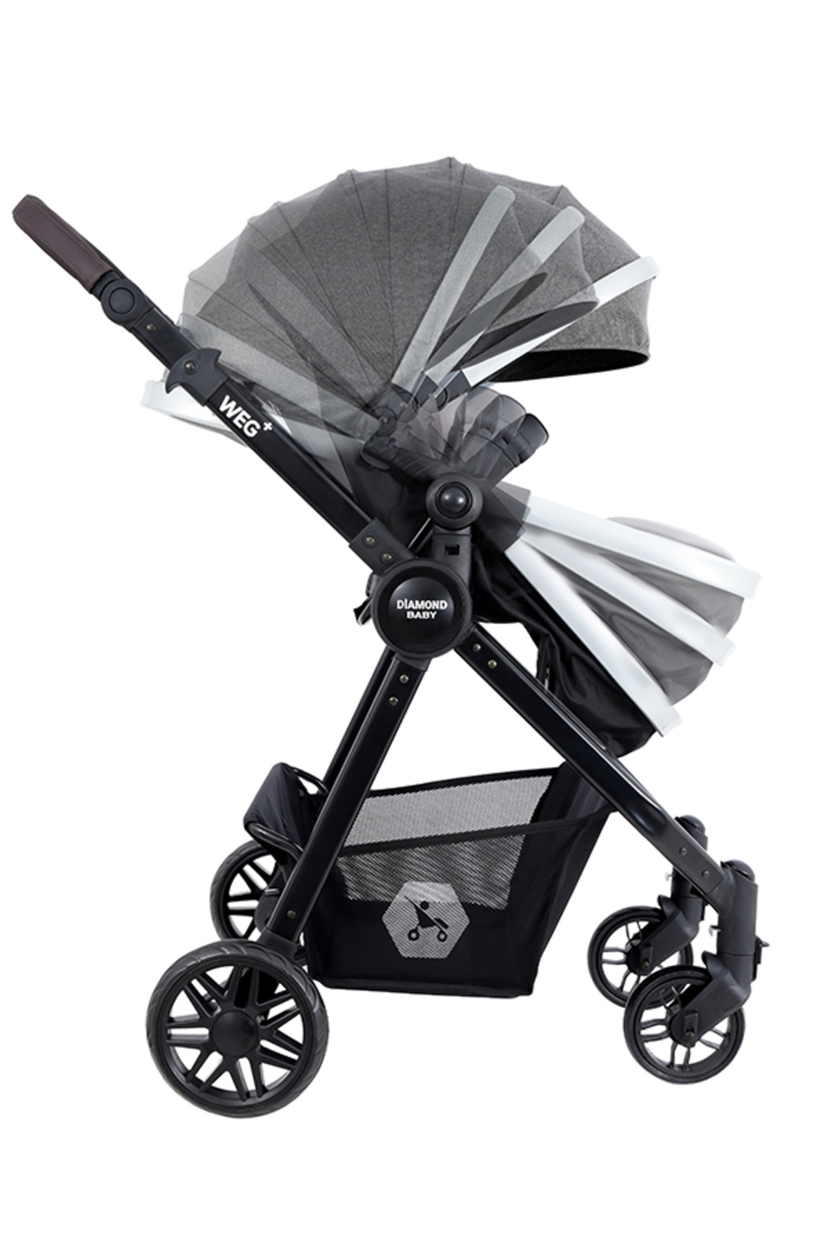 Diamond Baby Weg Travel (Seyahat Sistem) Bebek Arabası, Pusetli, Çift yönlü, Ayak Örtülü Gri fotoğrafı 3 (önizleme)