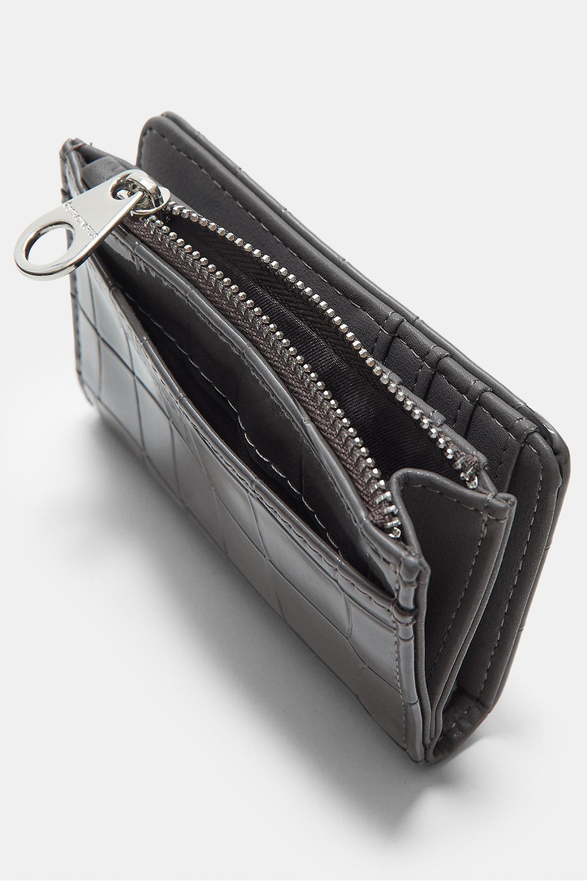 Stradivarius  Timsah deseni görünümlü kartlıklı bozuk para cüzdanı - Görsel 4