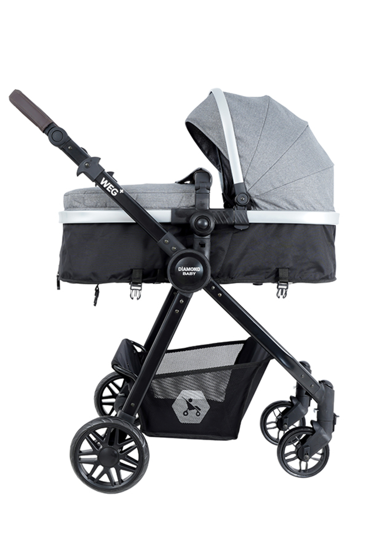 Diamond Baby Weg Travel (Seyahat Sistem) Bebek Arabası, Pusetli, Çift yönlü, Ayak Örtülü Gri (açık) fotoğrafı 7 (önizleme)