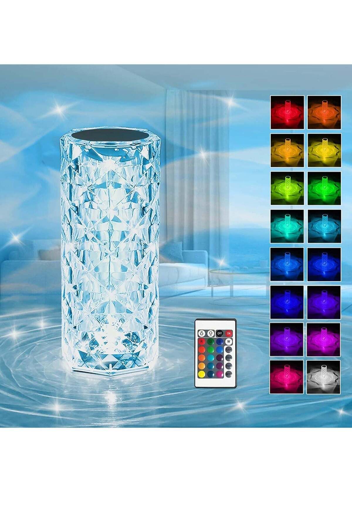 Generic-ELTRAZONE Crystal Light Lamp Color Changing Lamps Table Lamp with Touch & Remote Control Diamond LE 1
