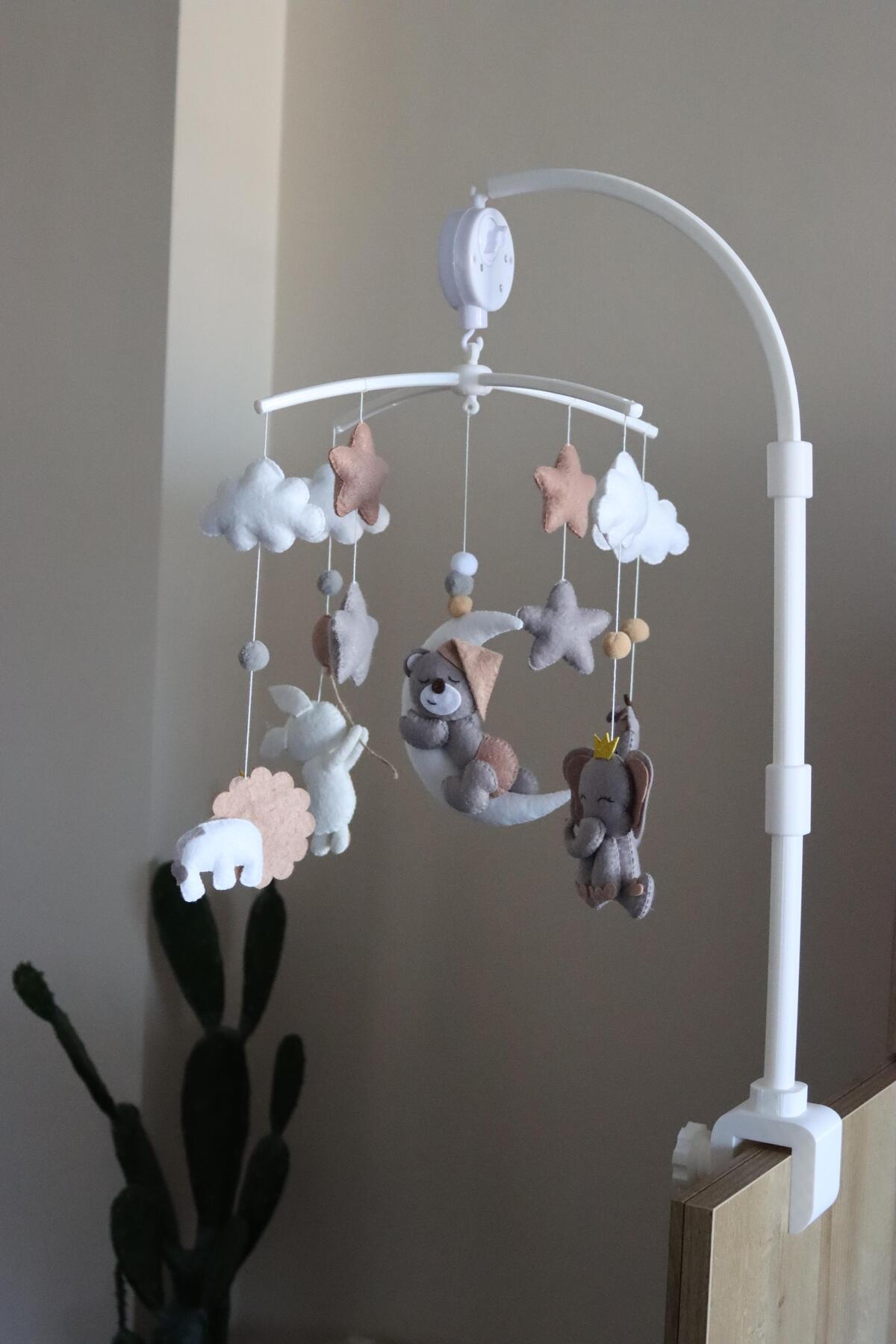 Asilbebe Müzik ve Asma Aparatlı Keçeden Hayvan Figürlü Beşik Dönencesi fotoğrafı 2 (önizleme)