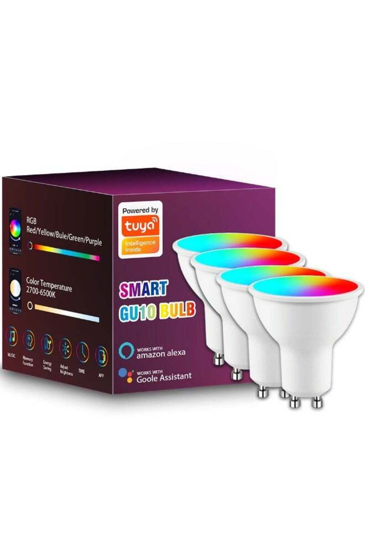 Generic-مصباح Healife Smart GU10 WiFi RGB - التحكم الصوتي + التطبيق مع مساعد Google Alexa، 160000 1