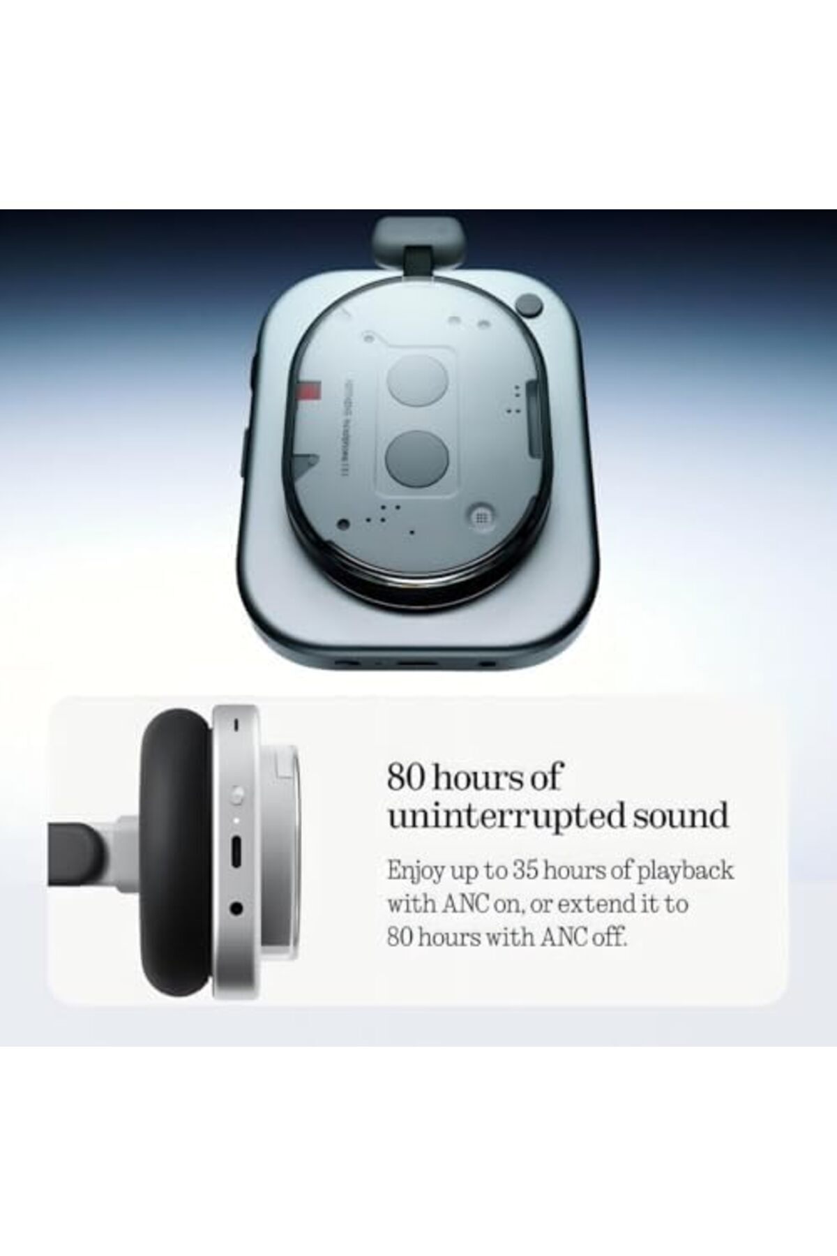 NOTHING-Headphone (1) Wireless Over Ear Headphones with Active Noise Cancelling, Up to 80 Hours of B 4