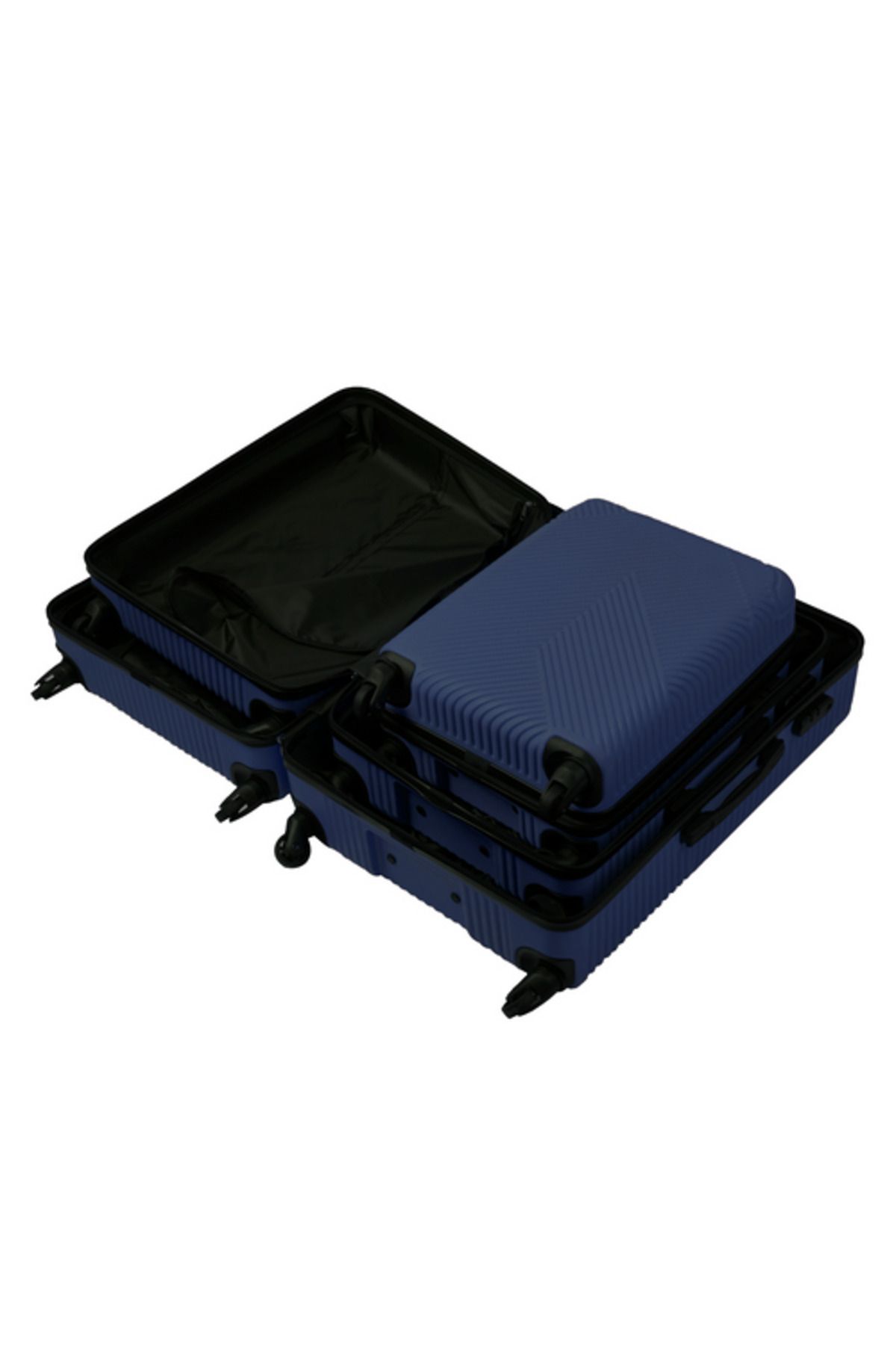 zola-Set of 3 travel suitcases, 39/70/99 l, with lock, 360° wheels, telescopic and fixed handle, ABS, navy blue 6