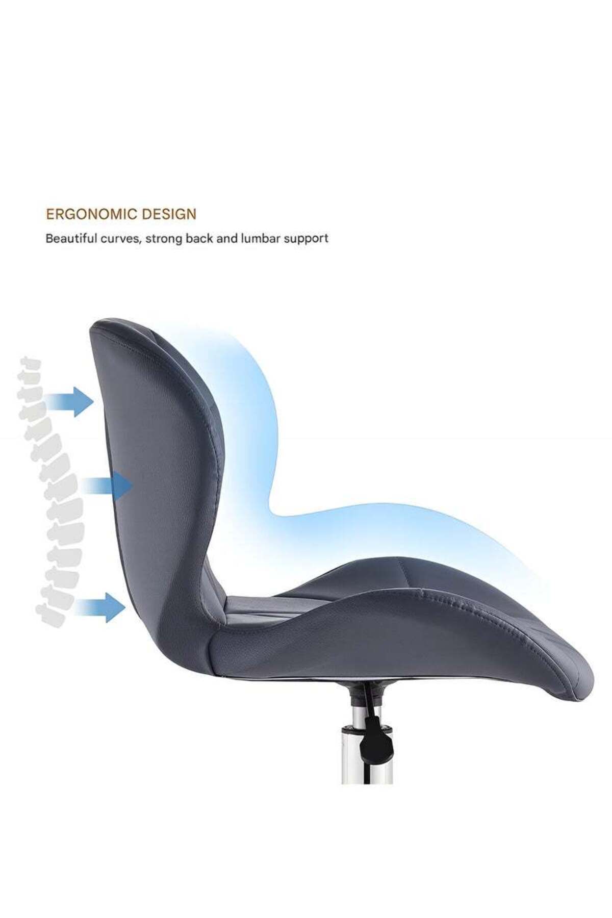 Taimi-Ergonomic Desk Chair with Adjustable Height, Study Chair, with Swivel Wheels 360° - Gray 7