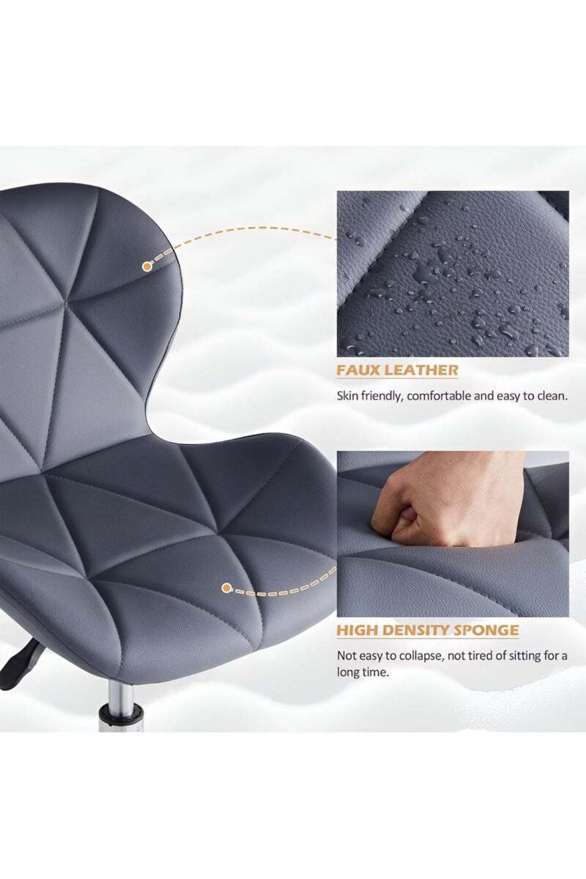 Taimi-Ergonomic Desk Chair with Adjustable Height, Study Chair, with Swivel Wheels 360° - Gray 6
