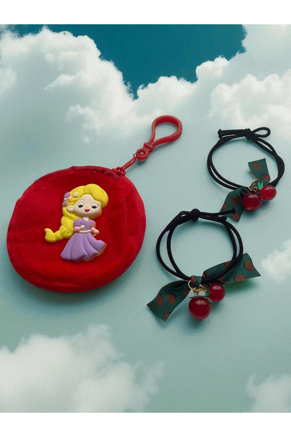 GALATA GIFT-Wallet-Buckle Set, Girl's Wallet and Two (2) Pieces of Cherry Binding Buckle Set with Elastic 8