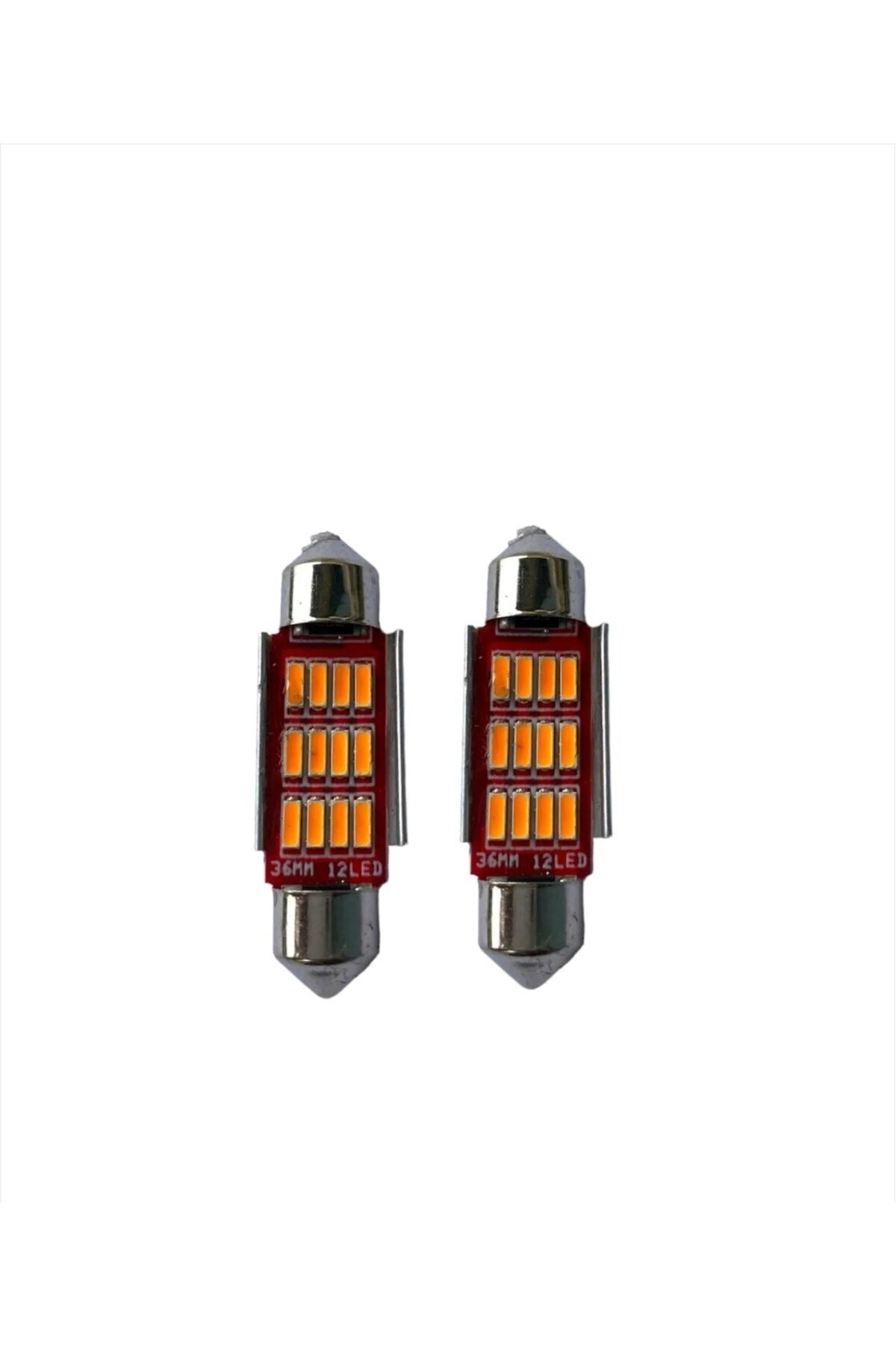 Erlight 36mm Sofit Led Ampul Turuncu 12 Led, Plaka Bagaj Tavan Aydınlatma 2 Adet