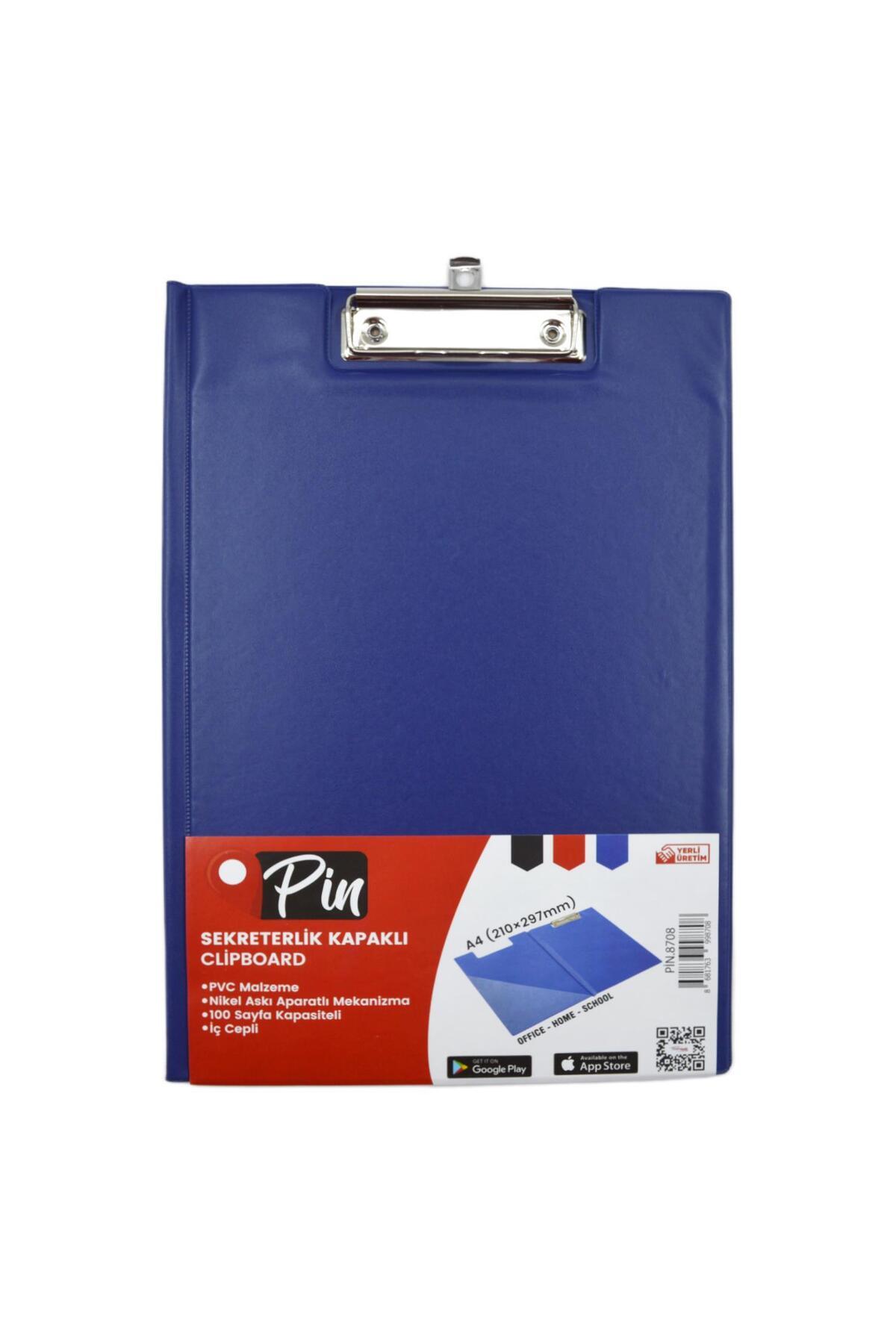 Pin A4 Plastik Kapaklı Sekreterlik Mavi (8708)