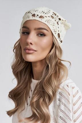 New Obsessions Örgülü Krem Üçgen Bandana