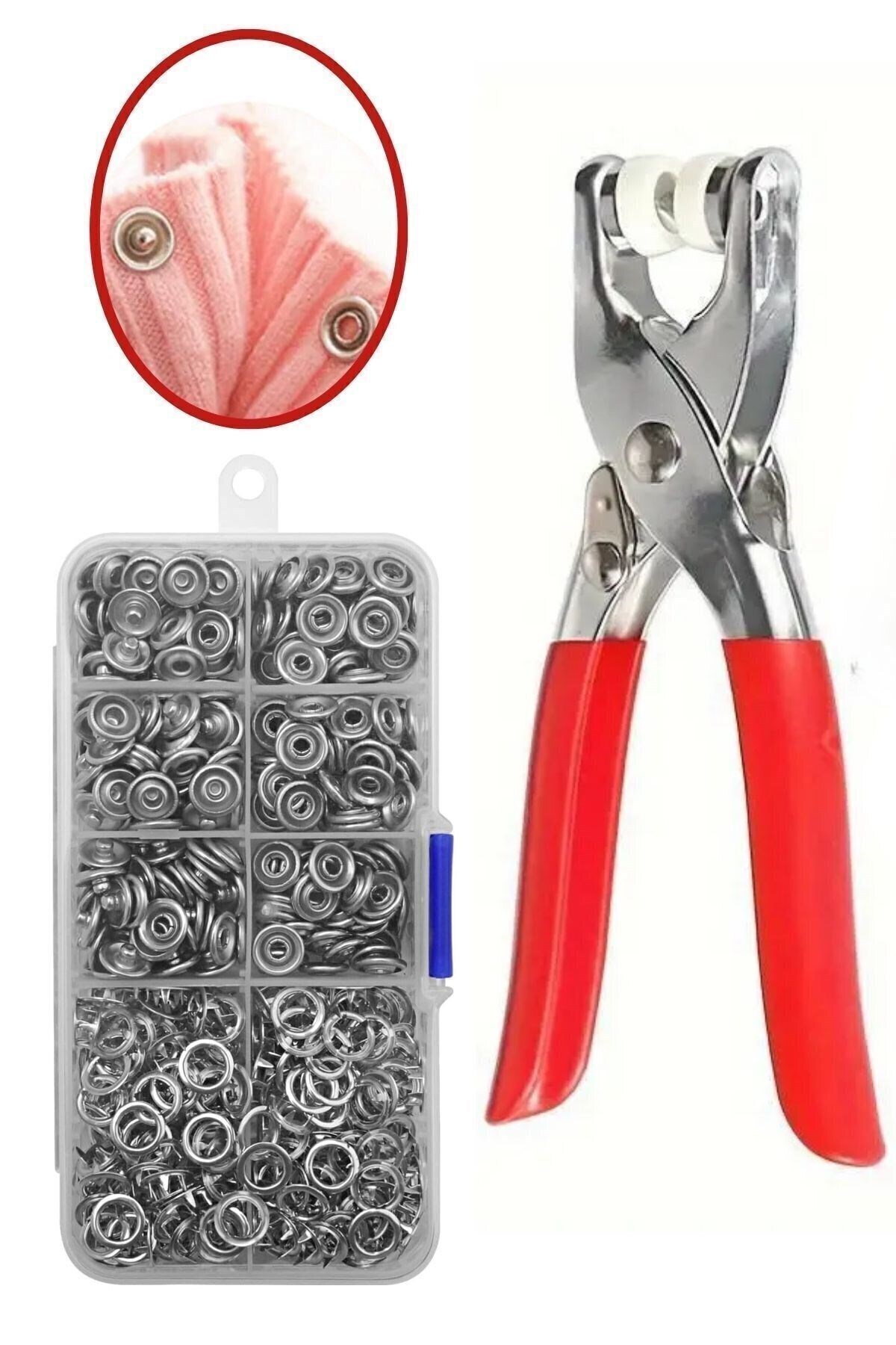 Kiesa Çelik Çıt Çıtlı Düğme Pensesi Ve Düğme Aparatları 200 Parça Elbise ve Kıyafet Çıt Çıt Düğme Aparatı